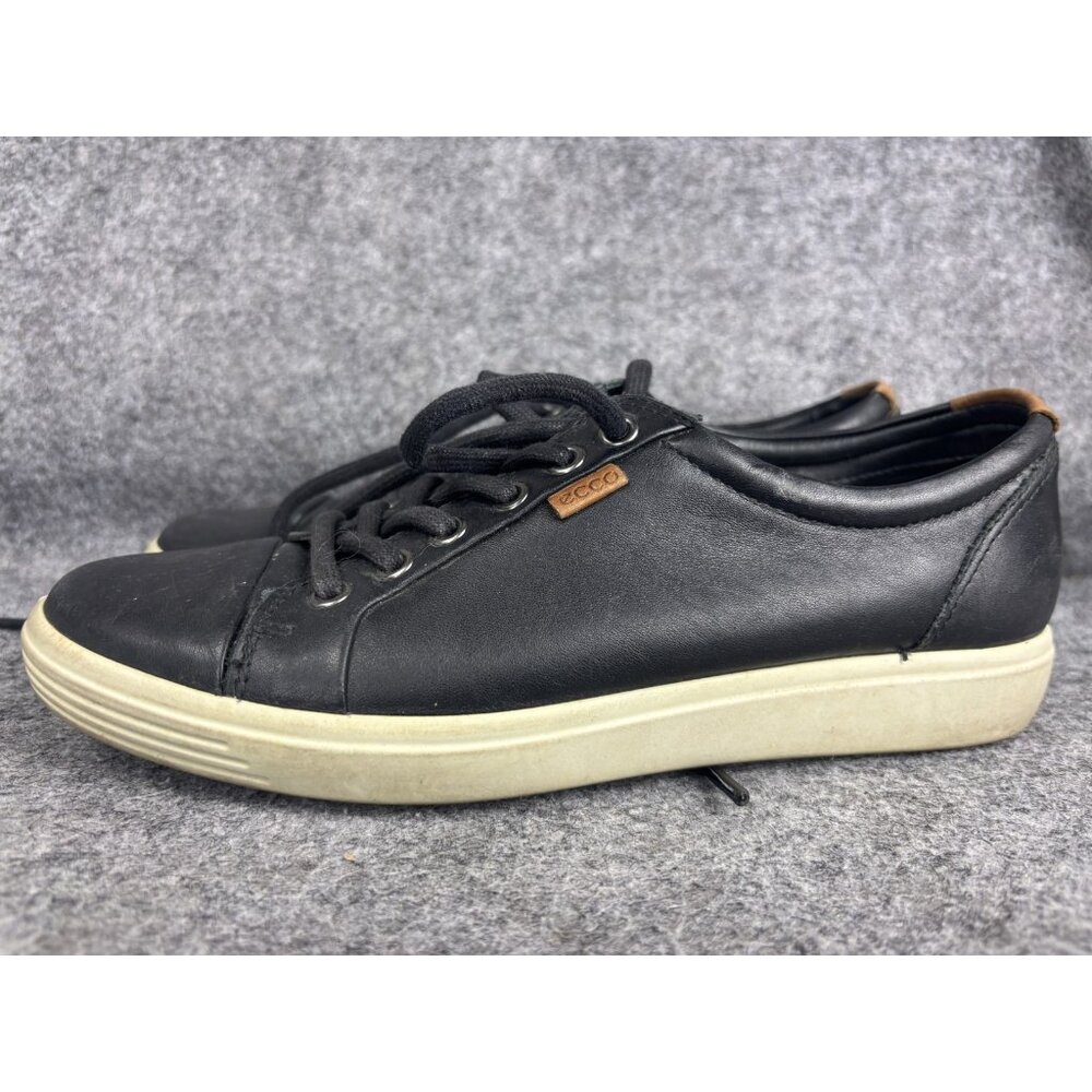 ECCO Soft 7 Shoes Womens Size 8 Black Leather Lace Up Casual Comfort Sneakers